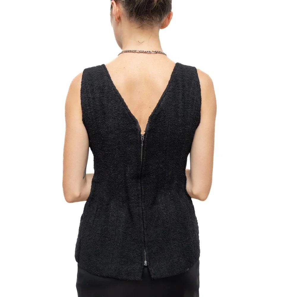 RARE Chanel Vintage S/S 1993 Circa Black Tweed Corset‎ with Gold Clover Buttons